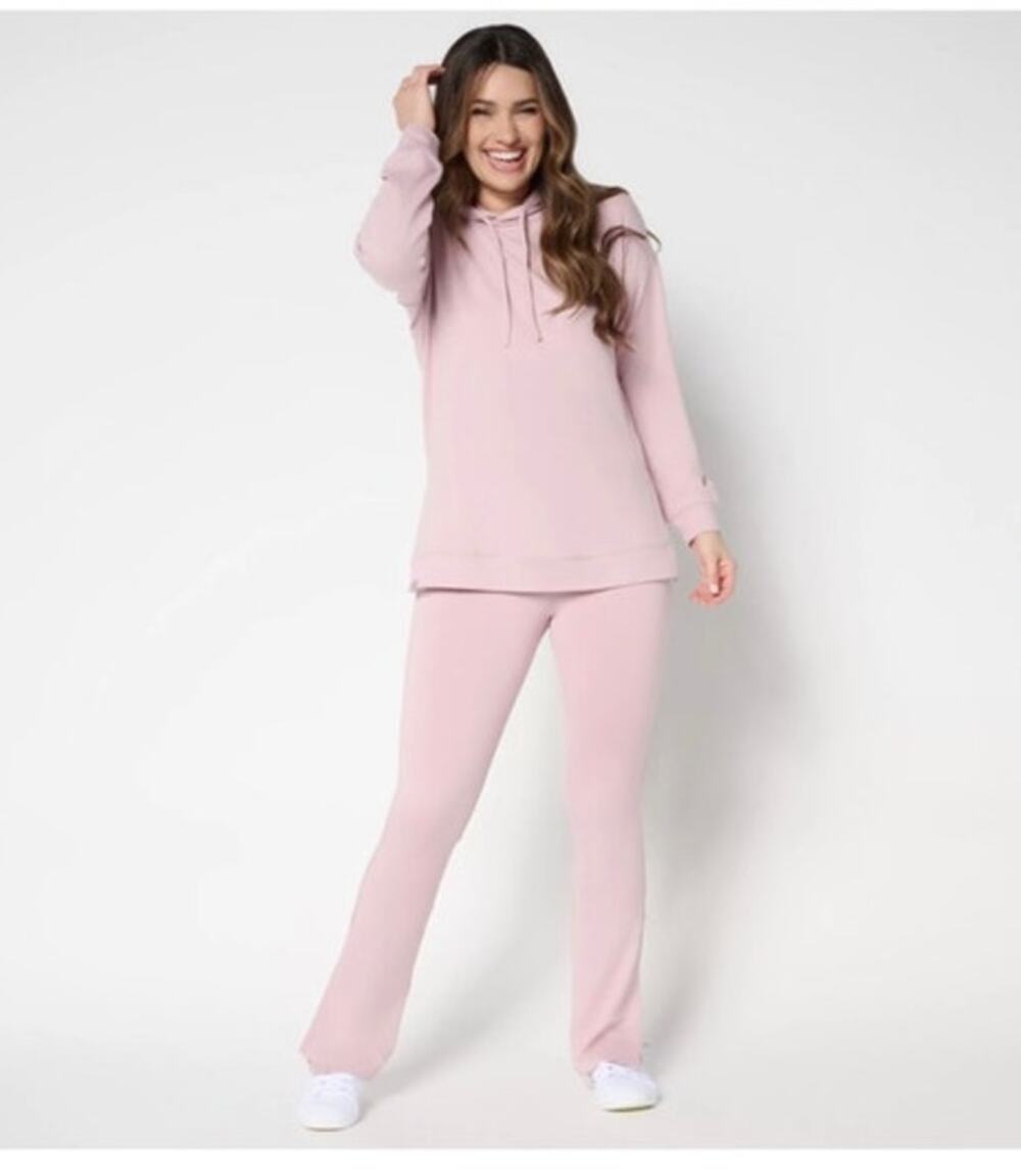 Barefoot Dreams NWT Size XS Stretch MC Butterchic Hoodie and Flare Pant Set Pink